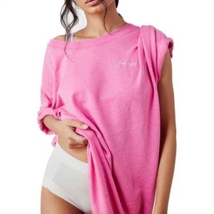 Free People Cozy Cool Lounge Tee T-Shirt Pink